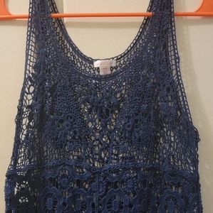 Beautiful xhilaration Blue Crochet top size Medium
